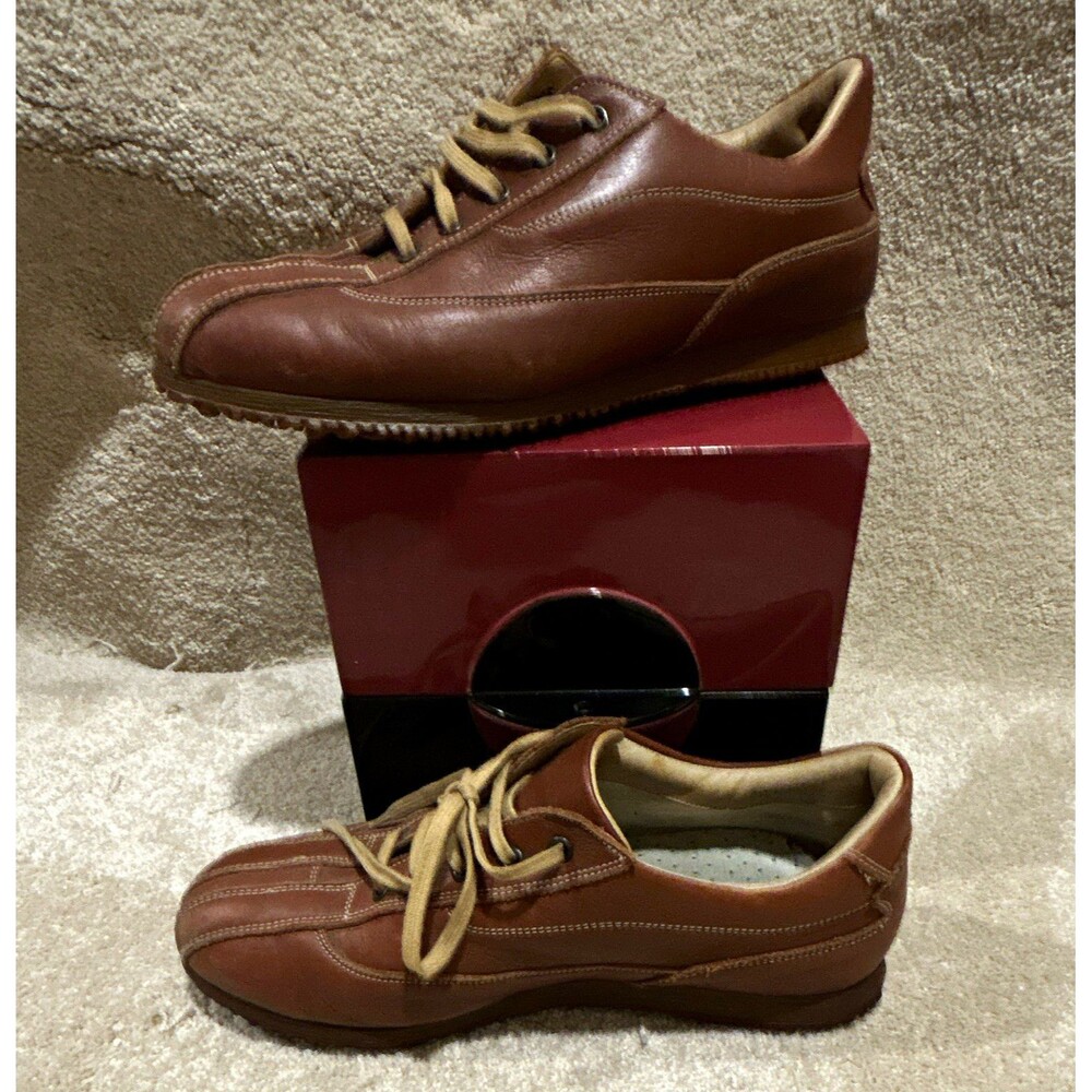 Italian Shoemakers Men’s Brown Leather Lace-Up Casual Sneakers Size 8.5
